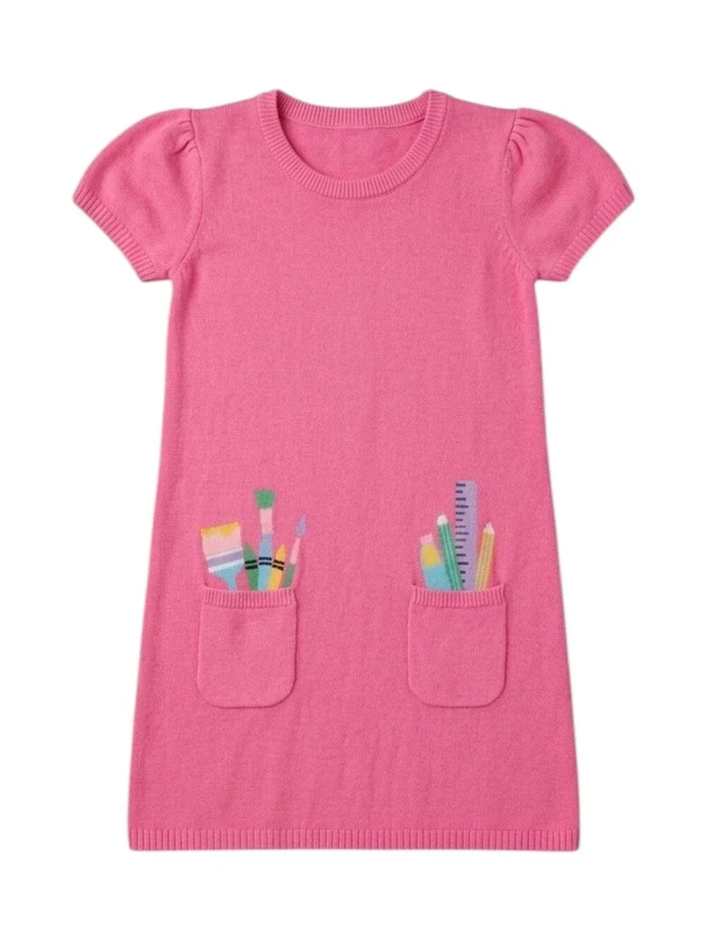 Gymboree Kids Sweater Dress Pink Back To School Embroidered Girls Size Small 6